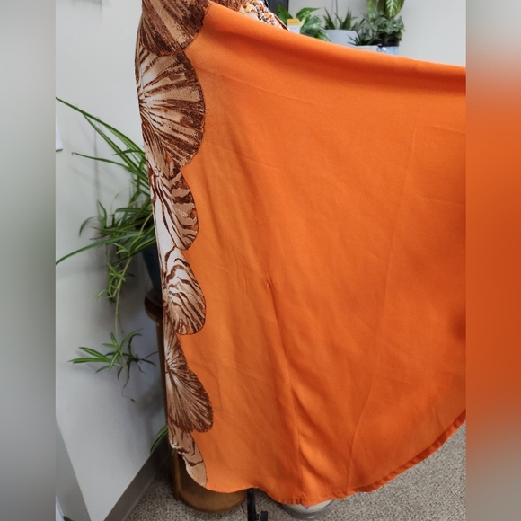 Chico's Orange and Brown Embellished Cap Sleeve Blouse - Picture 5 of 9